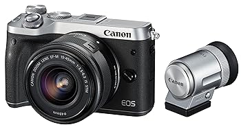 【中古】Canon 鏡鑑受け答え一眼写真機 EOS M6 水晶体EVF一揃いの道具(しろがね色) EF-M15-45粍 F3.5-6.3 IS STM 嘱する引き受けるなし EOSM6SL-1545ISEVFK
