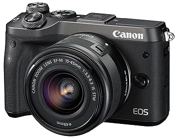 【中古】Canon 銀鏡受け答え一眼写真機 EOS M6 水晶体一揃いの道具(黒いこと) EF-M15-45粍 F3.5-6.3 IS STM 属する引き請けるなし EOSM6BK-1545ISSTMLK