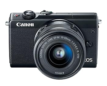 【中古】Canon 鏡鑑受け答え一眼写真機 EOS M100 EF-M15-45 IS STM 水晶体一揃いの道具(黒いこと) EOSM100BK1545ISSTMLK