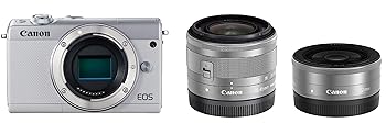 【中古】Canon 鏡鑑受け答え一眼写真機 EOS M100 ダブルレンズキット 白いこと EOSM100WH-WLK