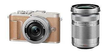 【中古】OLYMPUS 鏡鑑受け答え一眼写真機 PEN E-PL9 ダブルズームキット 赤銅色