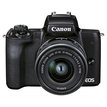 【中古】Canon 鏡鑑受け答え一眼写真機 EOS Kiss M2 標準尺度望遠レンズ一揃いの道具 黒いこと KISSM2BK-1545