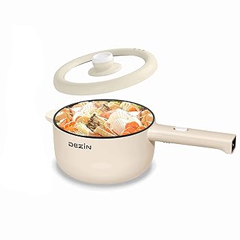 【中古】DEZIN 一人用卓上電気鍋兼電気フライパン 2L 片手操作 無粘着コーティング 2 段火力調節 ラーメン/パスタ/天ぷら向け カー・野外・旅行携帯