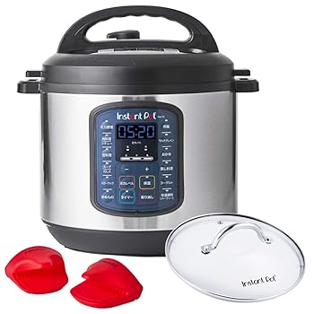 【中古】(非常に良い)インスタントポット 電気圧力鍋 1台9役 Instant Pot Duo SV 5.7L アマゾンオリジナルセット(ガラス蓋・ミトン) ブラック 国内正規輸入品|ハッピーストア藤岡