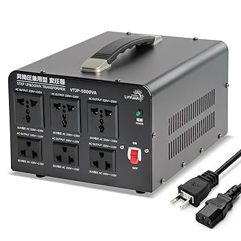 【中古】LVYUAN 変圧器 5000VA 4500W 海外国内両用型変圧器 最大力率90% アップトランス ダウントランス 降圧 昇圧兼用型 ポータブル型 海外機器対応 旅｜ハッピーストア藤岡