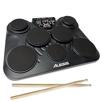 【中古】（非常に良い）Alesis 電子ドラム スピーカー内蔵 ポータブル フットペダル ドラムスティック USB ヘッドホン端子 音源265 デモ45曲 100練習曲 日本語説明書 Co｜ハッピーストア藤岡