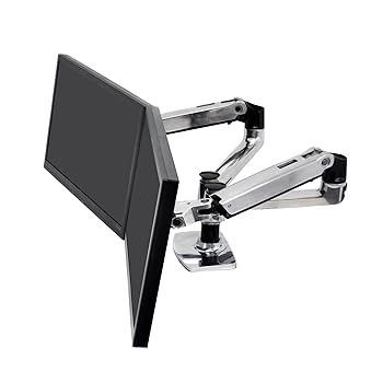 【中古】ERGOTRON エルゴトロン LX 管する腕 勉強机マウント デュアル 横型 2画面 しろがね色 27in(6.4~18.1kg)まで VESA判定基準相応う 45-245-026