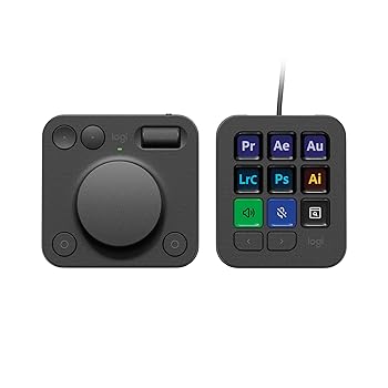 【中古】ロジクール MX クリエイティブ コンソール KXCCGR 左手デバイス キーパッド ダイヤルパッド DaVinci Resolve Adobe Photoshop Illustrator Premi