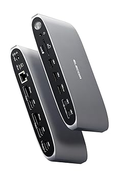 【中古】エレコム 縛ステイション 13インチ1 Displaylink相応う 3画面押しひろげる 4K/60サイクル USB PD相応う 100W しろがね色 DST-W14
