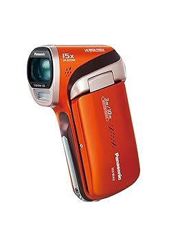【中古】パナソニック デジタルムービーカメラ WA2 雨合羽遣りかた 太陽の光オレンジ色 HX-WA2-D