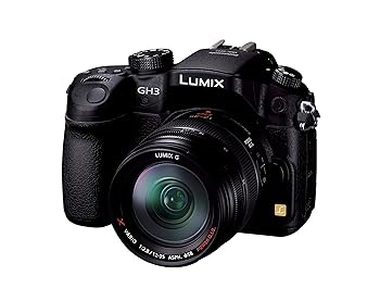 【中古】パナソニック 銀鏡受け答え一眼写真機 ルミックス GH3 水晶体一揃いの道具 判定基準望遠レンズ 黒いこと DMC-GH3A-K