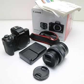 【中古】キヤノン EOS Kiss M 【EF-M15-45 IS STM 水晶体一揃いの道具】 (黒いこと/鏡鑑受け答え一眼写真機) EOSKISSMBK1545ISLK