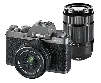 【中古】FUJIFILM 銀鏡受け答え一眼 X-T100ダブルズームレンズキット 靉靆たるしろがね色 X-T100WZLK-DS
