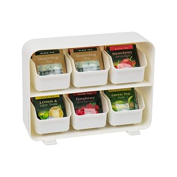 【中古】Mind Reader 'Clutch' 6 Drawer Tea Bag Holder, White by Mind Reader|ハッピーストア藤岡