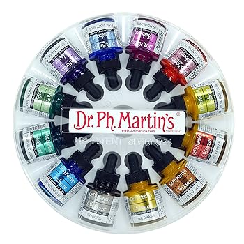 【中古】(非常に良い)Dr. Ph. Martin's Iridescent Calligraphy Color, 1.0 oz, Set of 12 (Set 2)｜ハッピーストア藤岡