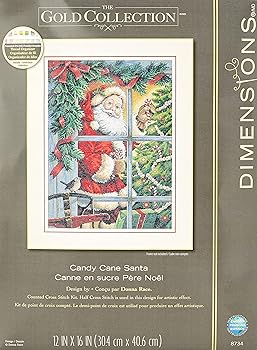 【中古】Gold Collection Candy Cane Santa Counted Cross Stitch Kit-12"X16" 18 Count (並行輸入品)|ハッピーストア藤岡