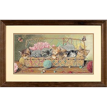 【中古】ディメンジョンズ　クロスステッチ　刺繍キット&ldquo;ねこカゴ&rdquo;　　　Dimensions Needlecrafts Counted Cross Stitch, Kitty Litter　　ＤＩＭ　ク｜ハッピーストア藤岡