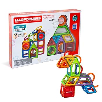 【中古】(非常に良い)ボーネルンド (BorneLund) マグ・フォーマー (MAGFORMERS) クリエイティブプレイセット [ 74ピース ] 3歳頃から 知育玩具 磁石 マグネット ブロ｜ハッピーストア藤岡