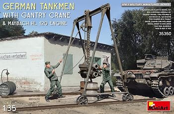 【中古】(非常に良い)ミニアート 1/35 ドイツ戦車兵 2体入 ガントリークレーン マイバッハHL120エンジン付 プラモデル MA35350｜ハッピーストア藤岡