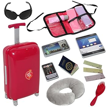 【中古】人形向け旅行用スーツケース アクセサリー付き 18インチ人形向け 旅行用枕・パスポート・アクセサリー付き|ハッピーストア藤岡