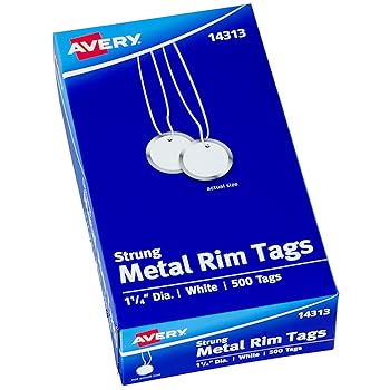 【中古】Metal Rim Marking Tags, Metal/Paper, 1-1/4G?? Diameter, White, 500/Box|ハッピーストア藤岡