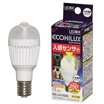 【中古】(非常に良い)IRIS(アイリスオーヤマ) LED電球 人感センサー付 小形電球 垂直取付タイプ 電球色相当 LDA3LHE17SV|ハッピーストア藤岡