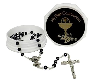 【中古】Boy Communionボックスwithブラックシルバーロザリオブラックandゴールドアイコンアートby Roman|ハッピーストア藤岡