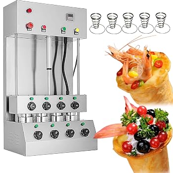 【中古】(非常に良い)3000W 業務用ピザコーン製造機、4つの回転ラック付き、コーンピザコーンメーカー、温度調節可能、自動警告機能、レストラン、ケーキ屋、ベーカリ｜ハッピーストア藤岡