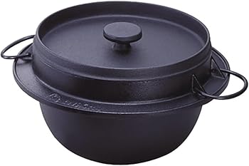 【中古】(非常に良い)岩鋳 Iwachu ごはん鍋 5合炊 黒 内面ホーロー加工 IH対応 南部鉄器 21086｜ハッピーストア藤岡