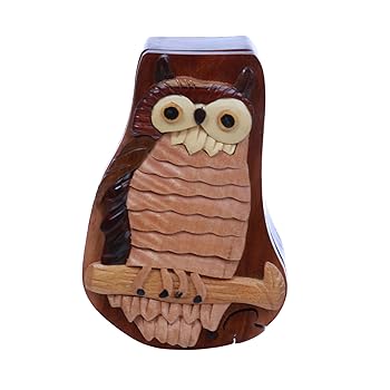 【中古】(非常に良い)手作り木製フクロウ/鳥形状Secretジュエリーパズルボックス ? フクロウ｜ハッピーストア藤岡
