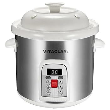 【中古】Vitaclay VM7800-5S Smart Stoneware Multi-Crocks N' Stock Pot, 6.5 quart, Stainless Steel/White by VitaClay｜ハッピーストア藤岡
