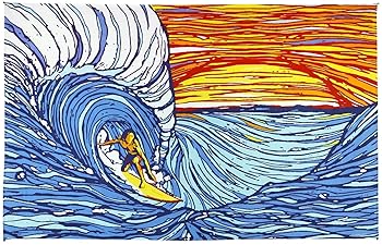 【中古】サンシャインJoy Sunset Surfer Ocean Wave Surfタペストリー壁吊り大60 x 90インチ|ハッピーストア藤岡