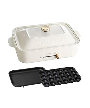 【中古】(非常に良い)BRUNO コンパクトホットプレート ホワイト 平面 たこ焼き プレート セット BOE021-WH|ハッピーストア藤岡