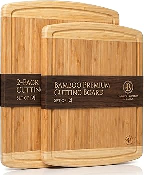 【中古】(非常に良い)Extra Large Bamboo Cutting Board Set of 2, Kitchen Chopping Board, Wooden Cutting Board with Juice Grooves. By: Bambusi|ハッピーストア藤岡