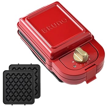 【中古】(非常に良い)BRUNO ブルーノ ホットサンドメーカー シングル サイズ 本体 プレート2種 (ホットサンド ワッフル) 付き レッド Red 赤 耳まで焼ける 電気 おし|ハッピーストア藤岡