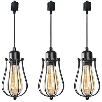 【中古】Kiven レトロペンダントライト 3個入り コード60cm ダクトレール式 工事不要 E26口金 LED対応 アンティーク調 スチール製 照明器具 北欧 インテ｜ハッピーストア藤岡