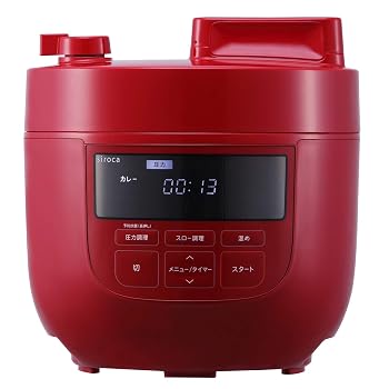 【中古】(非常に良い)シロカ 電気圧力鍋 SP-4D151 レッド ［大容量4Lモデル/高圧力90Kpa/1台6役（圧力・無水・蒸し・炊飯・スロー調理・温め直し）]｜ハッピーストア藤岡