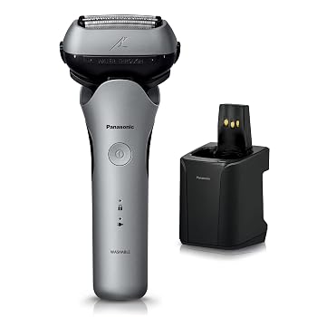 【中古】パナソニック メンズシェーバー ラムダッシュ 3枚刃 シルバー 全自動洗浄器付 充電中でも剃れる ES-LT8P-S｜ハッピーストア藤岡