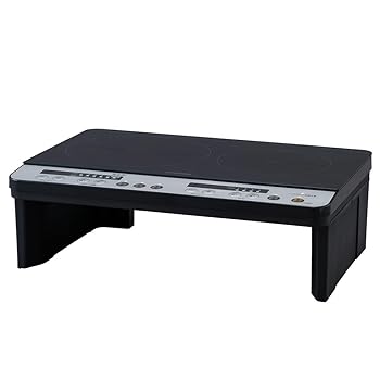 【中古】アイリスオーヤマ 2口 IHクッキングヒーター 工事不要 1400W 100V 脚付き ブラック IHK-W12SP-B|ハッピーストア藤岡