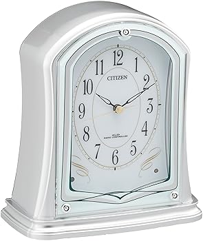 【中古】リズム(RHYTHM) シチズン 置き時計 電波時計 アナログ 銀色 CITIZEN パルドリームR694 4RY694-019|ハッピーストア藤岡