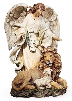 【中古】(非常に良い)エンジェル 置物 天使 ライオン 羊｜ハッピーストア藤岡