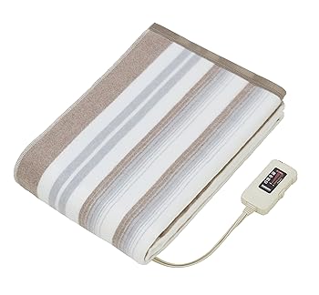 【中古】(非常に良い)Sugiyama 電気毛布 日本製 電気かけしき毛布 188×130cm 丸洗いOK 頭寒足熱 ダニ退治 室温センサー スライド式無段階温度調節 NA-013K ストライ|ハッピーストア藤岡