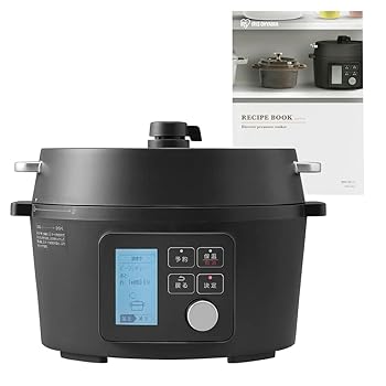 【中古】アイリスオーヤマ 電気圧力鍋 圧力鍋 4L 3~4人用 低温調理可能 卓上鍋 予約機能付き 自動メニュー90種類 ガラス蓋付き レシピブック付き ブラッ|ハッピーストア藤岡