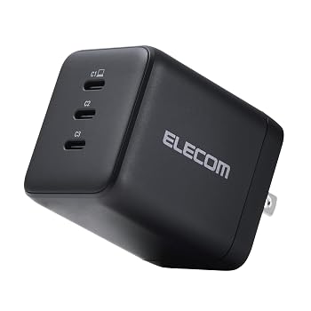 【中古】エレコム 充電器 100W 3ポート USB-C×3 USB PD対応 スイング式プラグ採用 ブラック ACDC-PD113100BK|ハッピーストア藤岡