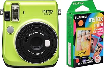 【中古】(非常に良い)Fujifilm Instax Mini 70 インスタントフィルムカメラ(キウイグリーン)とInstax Mini レインボーフィルムバリューパック - 10イメージ|ハッピーストア藤岡