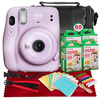 【中古】(非常に良い)FUJIFILM INSTAX Mini 11 インスタントフィルムカメラ (ライラックパープル) + 付属品セット 富士フイルムInstax Mini Twin Film (80露出)、カメ｜ハッピーストア藤岡