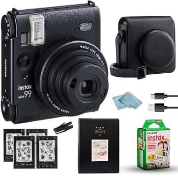 【中古】Fujifilm Mini 99 チェキフィルムカメラ(ブラック) + Instax Mini フィルム ツインパック (20枚) + カメラケース + ミニフォトアルバム (60ポケ｜ハッピーストア藤岡