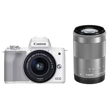 【中古】(非常に良い)Canon ミラーレス一眼カメラ EOS Kiss M2 ダブルズームキット ホワイト KISSM2WH-WZK|ハッピーストア藤岡