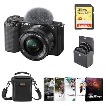 【中古】0 Mirrorless Camera with 16-50mm Lens, Black Bundle with PC Photo & Video Editing Software Suite, 32GB SD Memory Card, Shoulder Bag, 40｜ハッピーストア藤岡