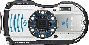 【中古】PENTAX 防水デジタルカメラ PENTAX WG-3 ホワイトブルー 1cmマクロ マクロスタンド付属 LEDライト PENTAX WG-3WHBL 12725|ハッピーストア藤岡